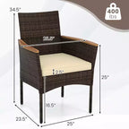 Gymax Patio Wicker Chairs 6 PCS w/Steel Frame & Soft Cushions Armrests Outdoor Mix Brown& Beige