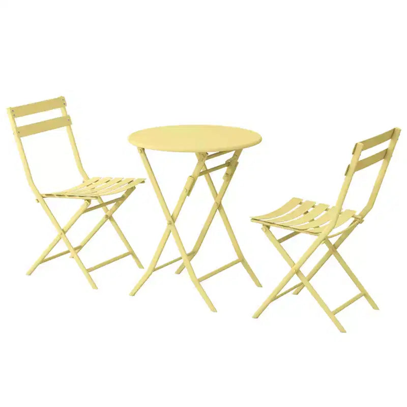 3-Piece Patio Bistro Folding Round Table and Chair Set, Adjustable Backrest Portable Folding Chair C Suitable for Both Indoor and Outdoor Use