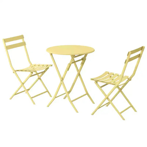3-Piece Patio Bistro Folding Round Table and Chair Set, Adjustable Backrest Portable Folding Chair C Suitable for Both Indoor and Outdoor Use