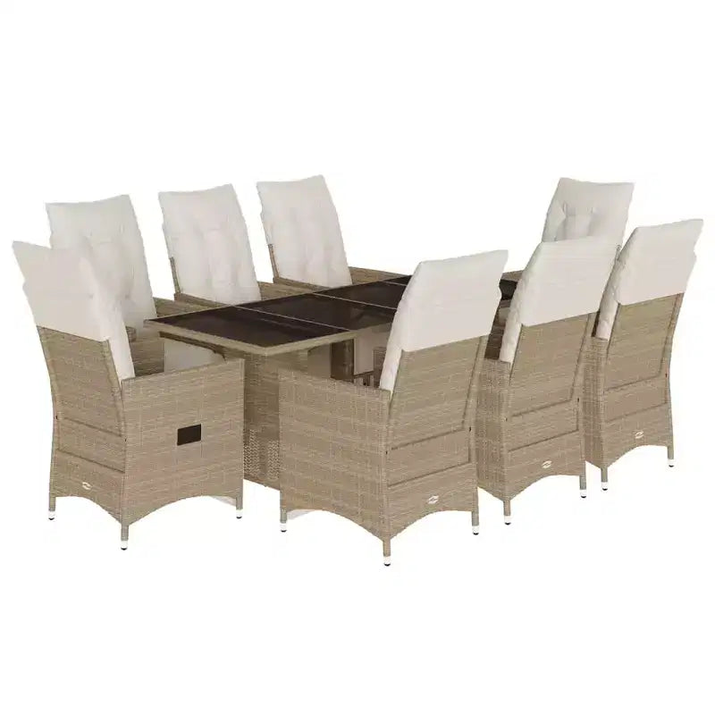 vidaXL Patio Bistro Set with Cushions Outdoor Furniture Beige Poly Rattan