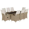 vidaXL Patio Bistro Set with Cushions Outdoor Furniture Beige Poly Rattan