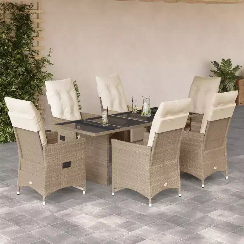 vidaXL Patio Bistro Set with Cushions Outdoor Furniture Beige Poly Rattan
