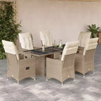 vidaXL Patio Bistro Set with Cushions Outdoor Furniture Beige Poly Rattan