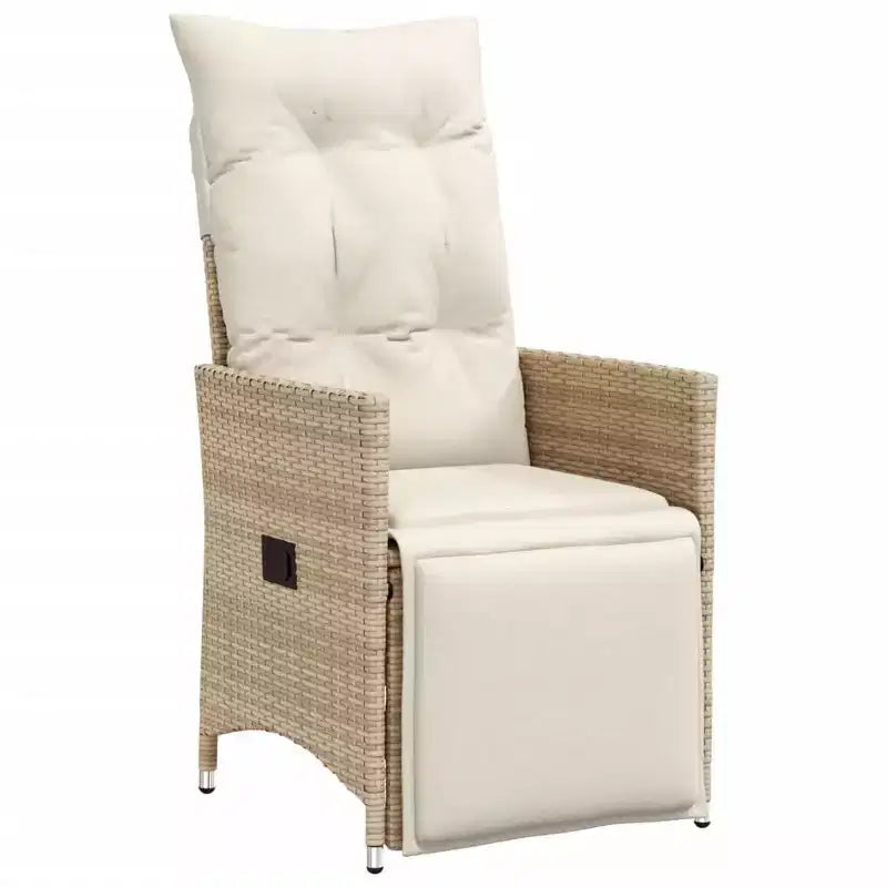 vidaXL Patio Bistro Set with Cushions Outdoor Furniture Beige Poly Rattan