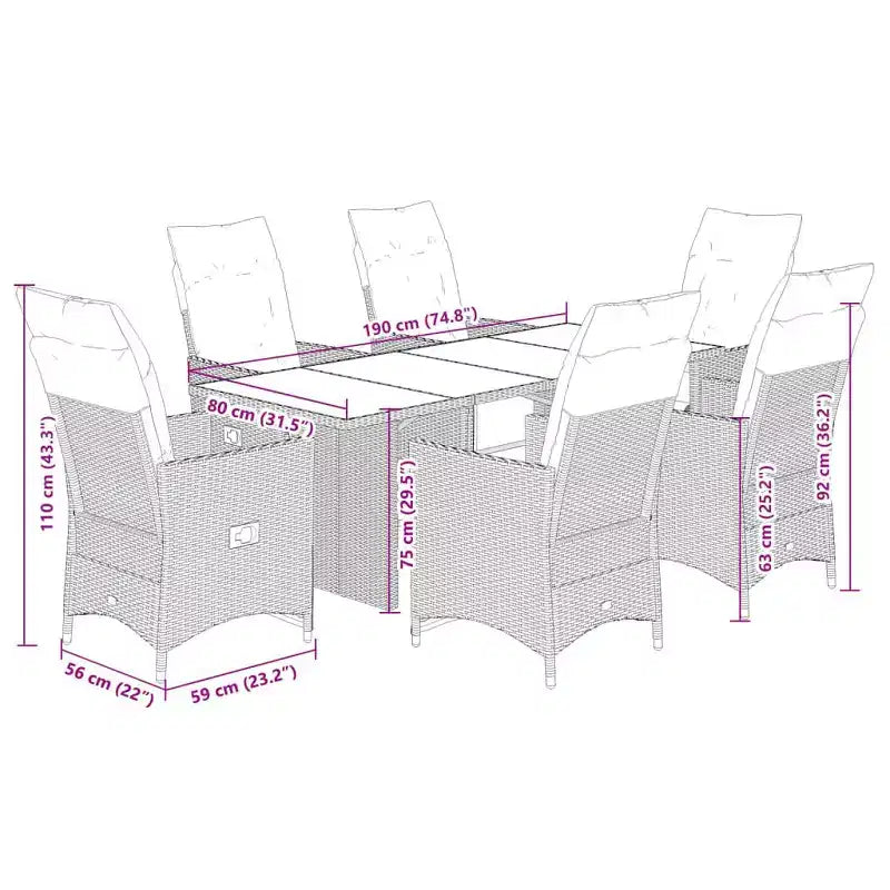 vidaXL Patio Bistro Set with Cushions Outdoor Furniture Beige Poly Rattan