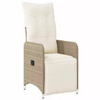 vidaXL Bistro Set Beige, Brown PE Rattan, Steel, Tempered Glass 6-seater