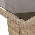 vidaXL Bistro Set Beige, Brown PE Rattan, Steel, Tempered Glass 6-seater