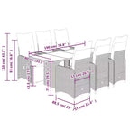 vidaXL Bistro Set Beige, Brown PE Rattan, Steel, Tempered Glass 6-seater