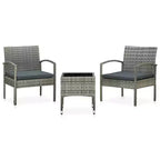 vidaXL Outdoor Chair Set Set of 3 Gray