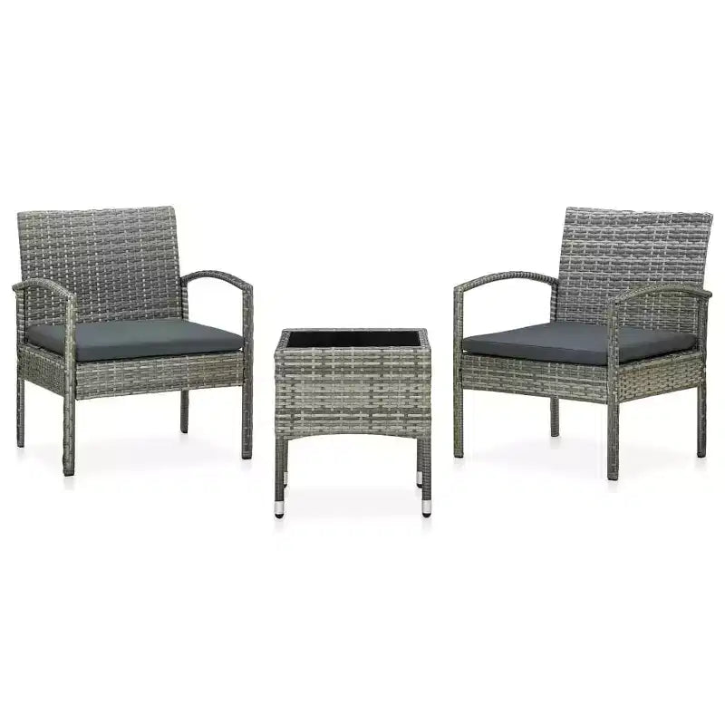 vidaXL Outdoor Chair Set Set of 3 Gray