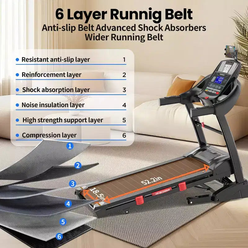 5HP Folding Treadmill w/ 20% Auto Incline for Home w/ 400LB Capacity, Walking Jogging Treadmill w/ Smart APP Control, 71 Programs, 12MPH Treadmill