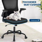 Premium Ergonomic High-Grey Mesh Office Chair - Adjustable Height, Flip-Up Armrests & Lumbar Support - Comfy Swivel Seat for Home, Gaming & Work