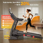 Treadmll for Home, 5.1HP Treadmill with 20% Incline, Treadmills with 400lbs Weight Capacity, 12MPH Treadmill with 64 Preset Programs, Home&Office&Gym