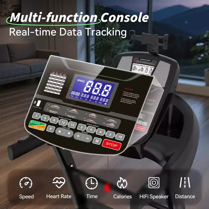 Folding Electric Treadmill for Home, 5HP Motor, 400 Lbs Capacity, Up to 12 MPH Running Machine with 20% Auto Incline, APP & Bluetooth Control