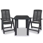 vidaXL Patio Bistro Set Outdoor Furniture Set Patio Table and Chairs Plastic - Anthracite