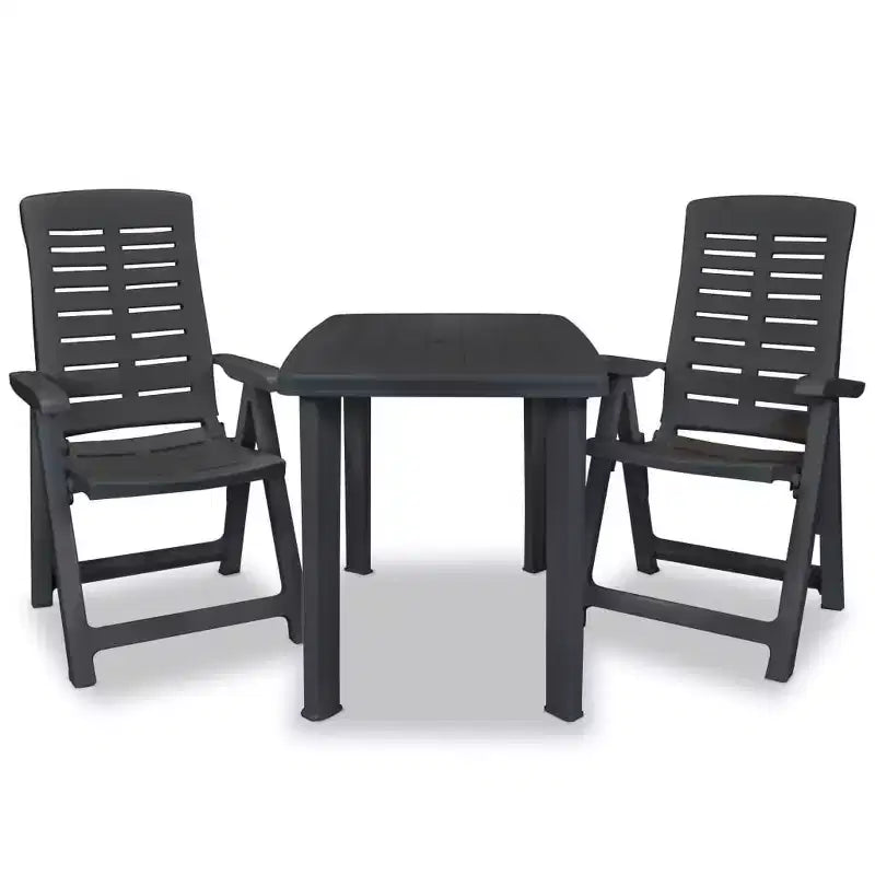 vidaXL Patio Bistro Set Outdoor Furniture Set Patio Table and Chairs Plastic - Anthracite