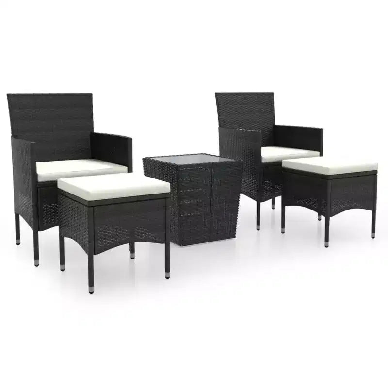 vidaXL Bistro Set Patio Table and Chair Set Poly Rattan and Tempered Glass