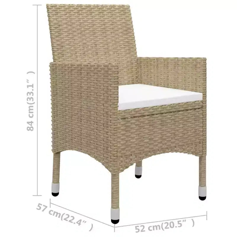 vidaXL Bistro Set Patio Table and Chair Set Poly Rattan and Tempered Glass