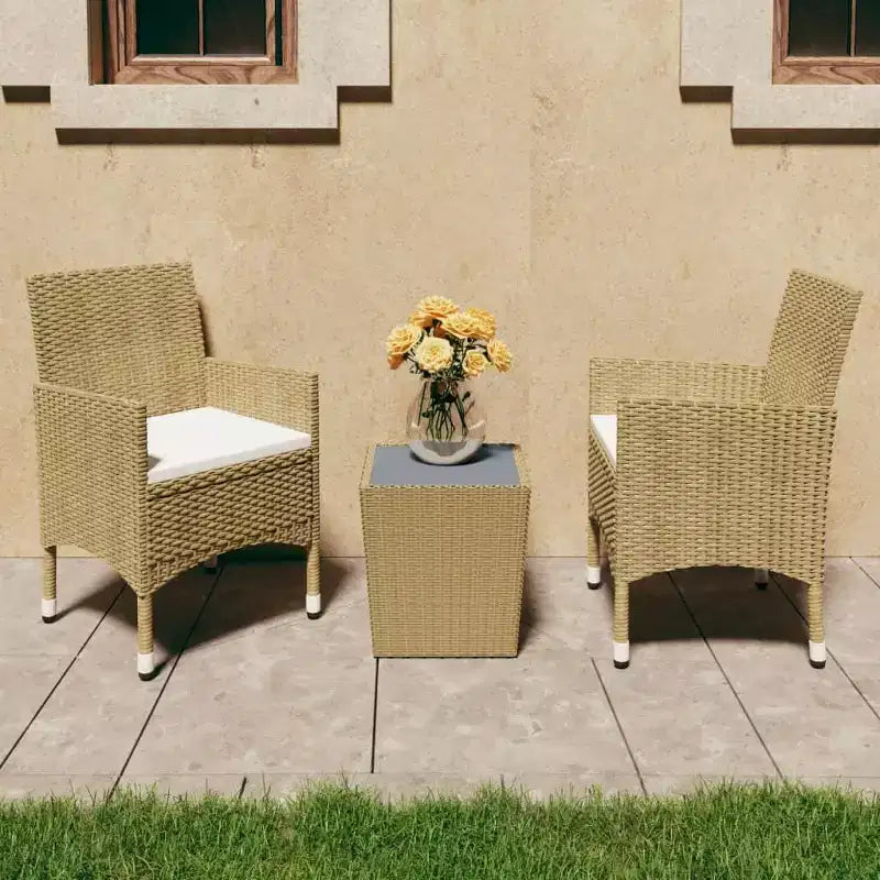 vidaXL Bistro Set Patio Table and Chair Set Poly Rattan and Tempered Glass