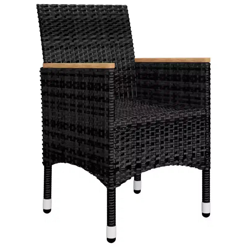 vidaXL Bistro Set Patio Table and Chair Set Poly Rattan and Tempered Glass