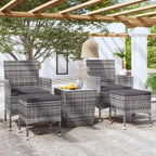 vidaXL Bistro Set Patio Table and Chair Set Poly Rattan and Tempered Glass