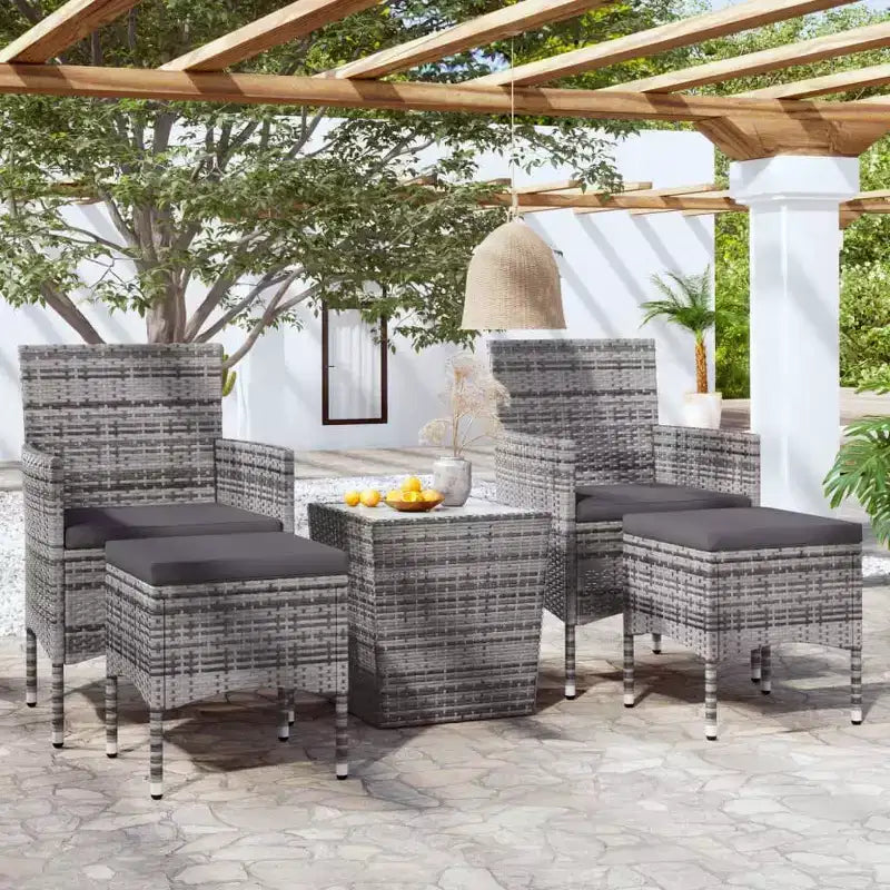 vidaXL Bistro Set Patio Table and Chair Set Poly Rattan and Tempered Glass