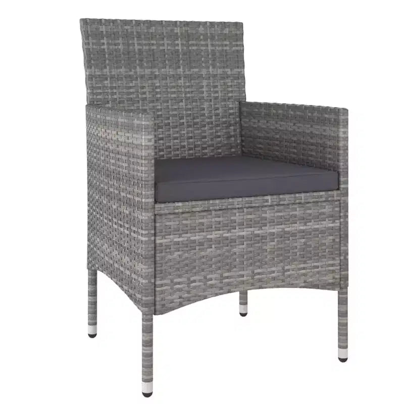 vidaXL Bistro Set Patio Table and Chair Set Poly Rattan and Tempered Glass