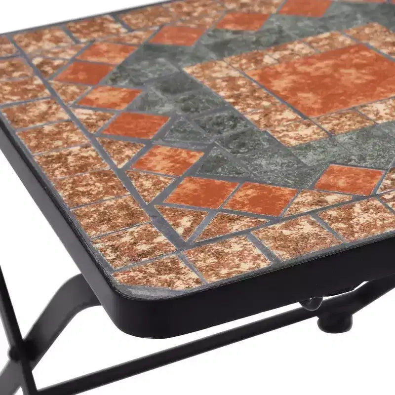 vidaXL Mosaic Bistro Set Terracotta Powder-coated iron, ceramic tile
