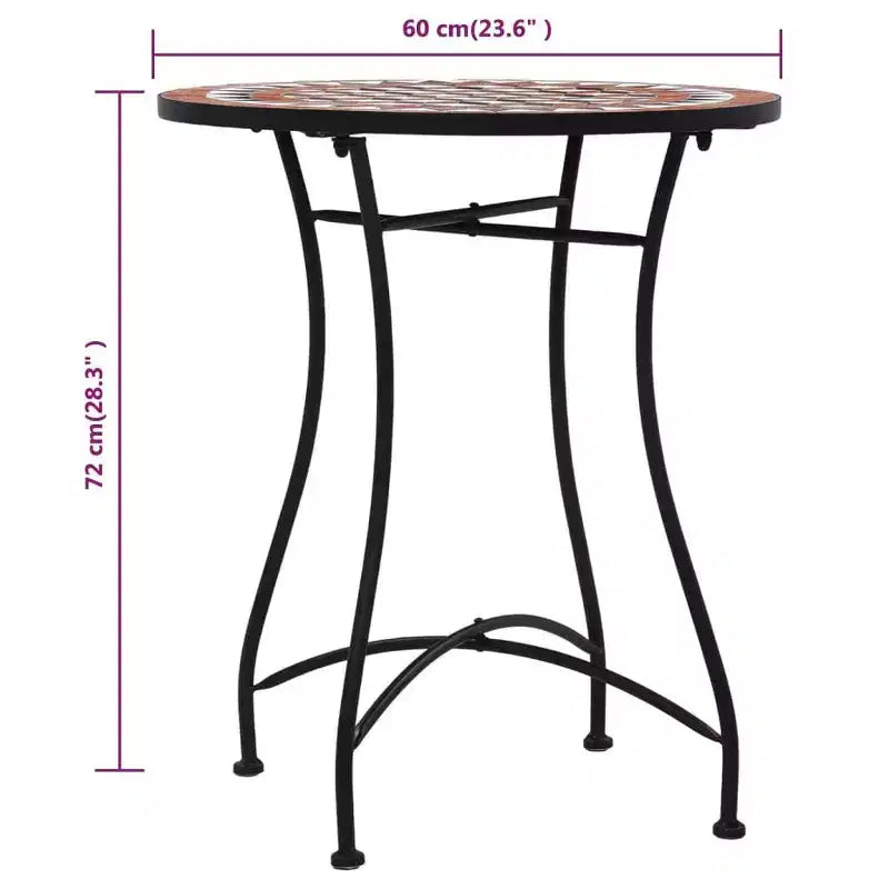 vidaXL Mosaic Bistro Set Terracotta Powder-coated iron, ceramic tile