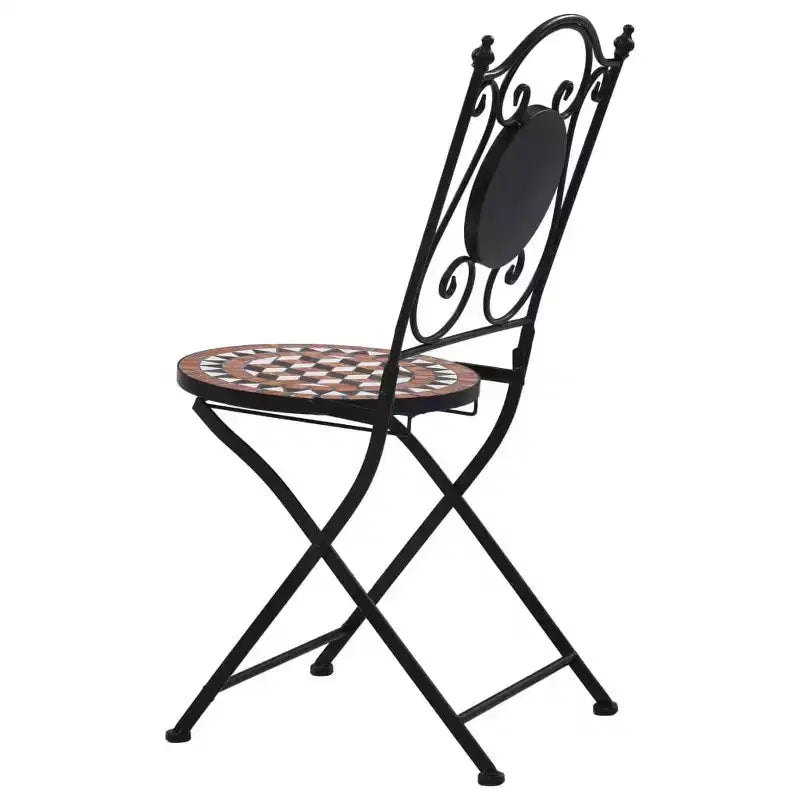 vidaXL Mosaic Bistro Set Terracotta Powder-coated iron, ceramic tile