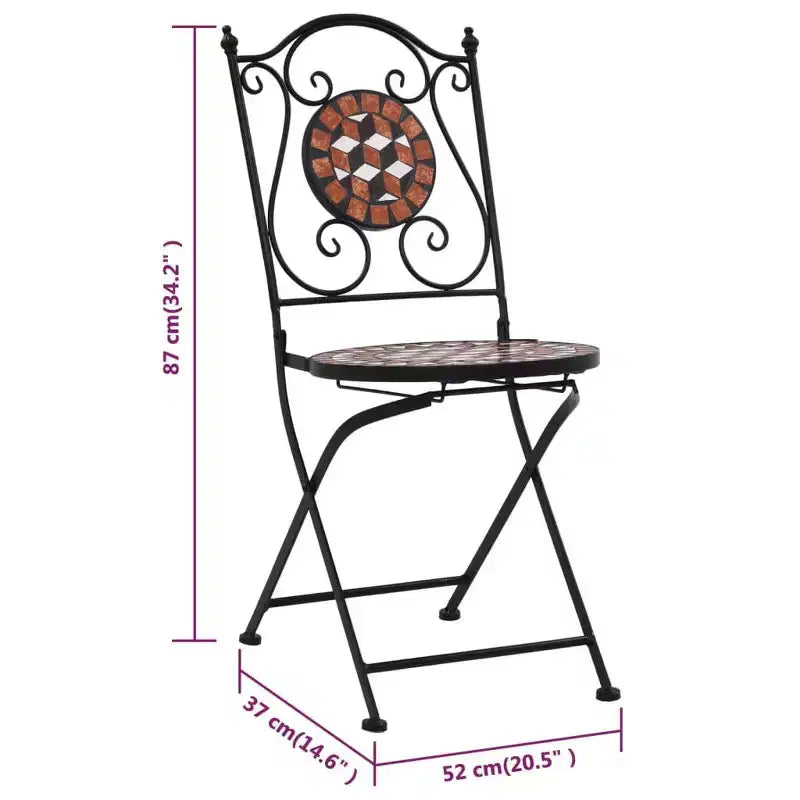 vidaXL Mosaic Bistro Set Terracotta Powder-coated iron, ceramic tile