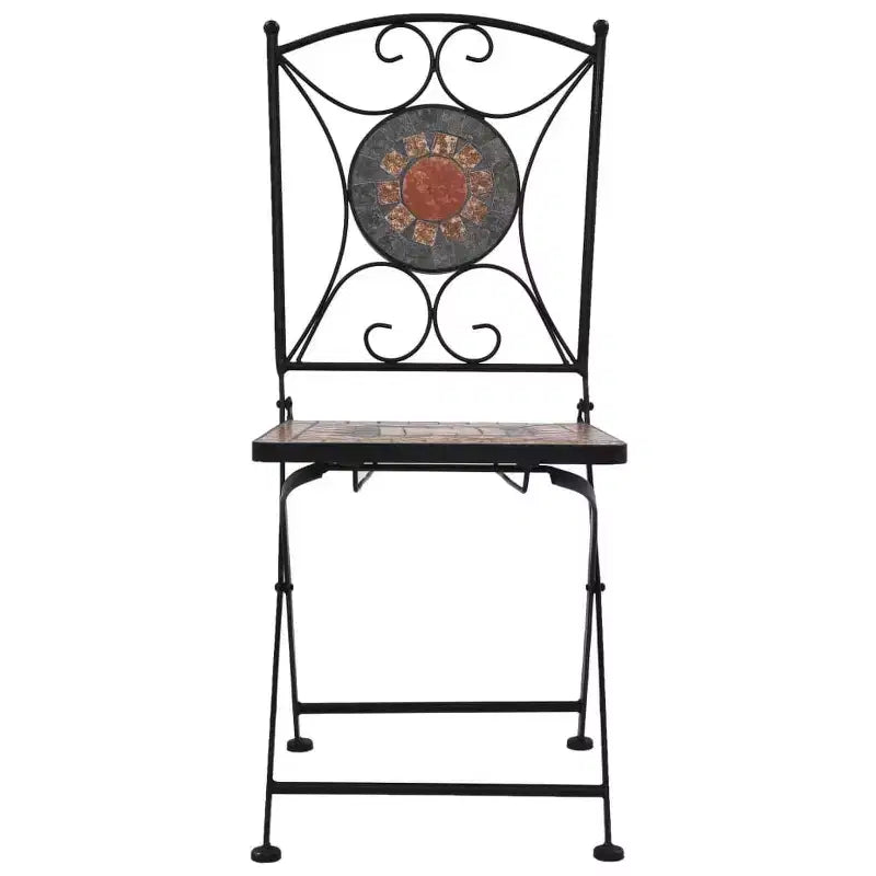 vidaXL Mosaic Bistro Set Terracotta Powder-coated iron, ceramic tile