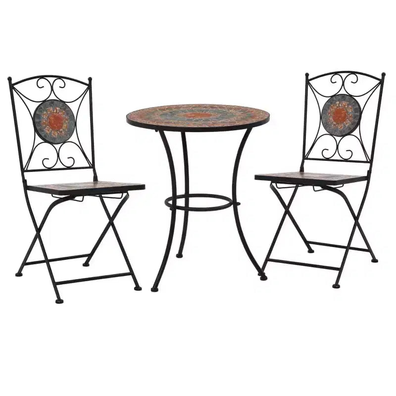 vidaXL Mosaic Bistro Set Terracotta Powder-coated iron, ceramic tile