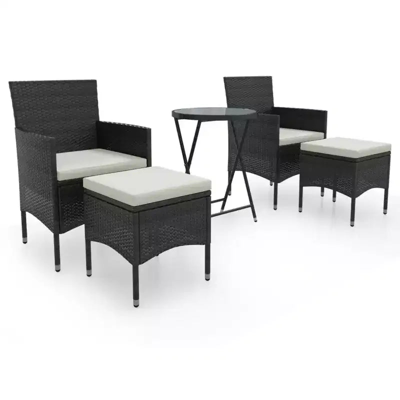 vidaXL Patio Bistro Set Bistro Table 3 Piece Poly Rattan and Tempered Glass