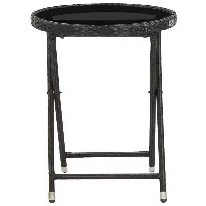 vidaXL Patio Bistro Set Bistro Table 3 Piece Poly Rattan and Tempered Glass