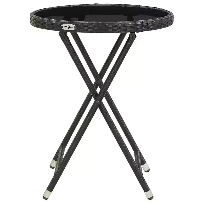 vidaXL Patio Bistro Set Bistro Table 3 Piece Poly Rattan and Tempered Glass