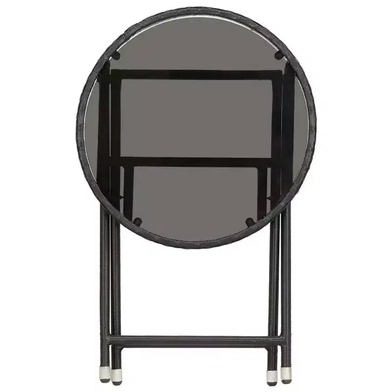 vidaXL Patio Bistro Set Bistro Table 3 Piece Poly Rattan and Tempered Glass