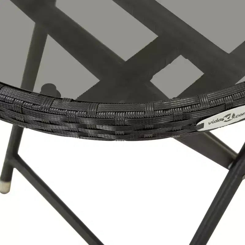 vidaXL Patio Bistro Set Bistro Table 3 Piece Poly Rattan and Tempered Glass