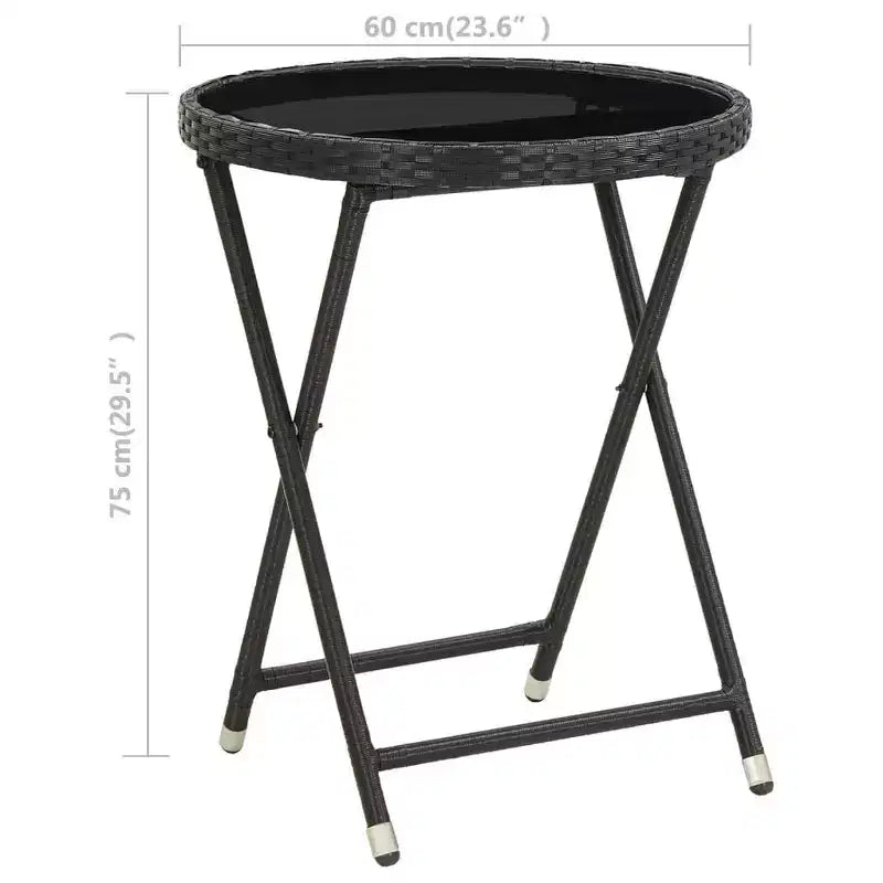 vidaXL Patio Bistro Set Bistro Table 3 Piece Poly Rattan and Tempered Glass