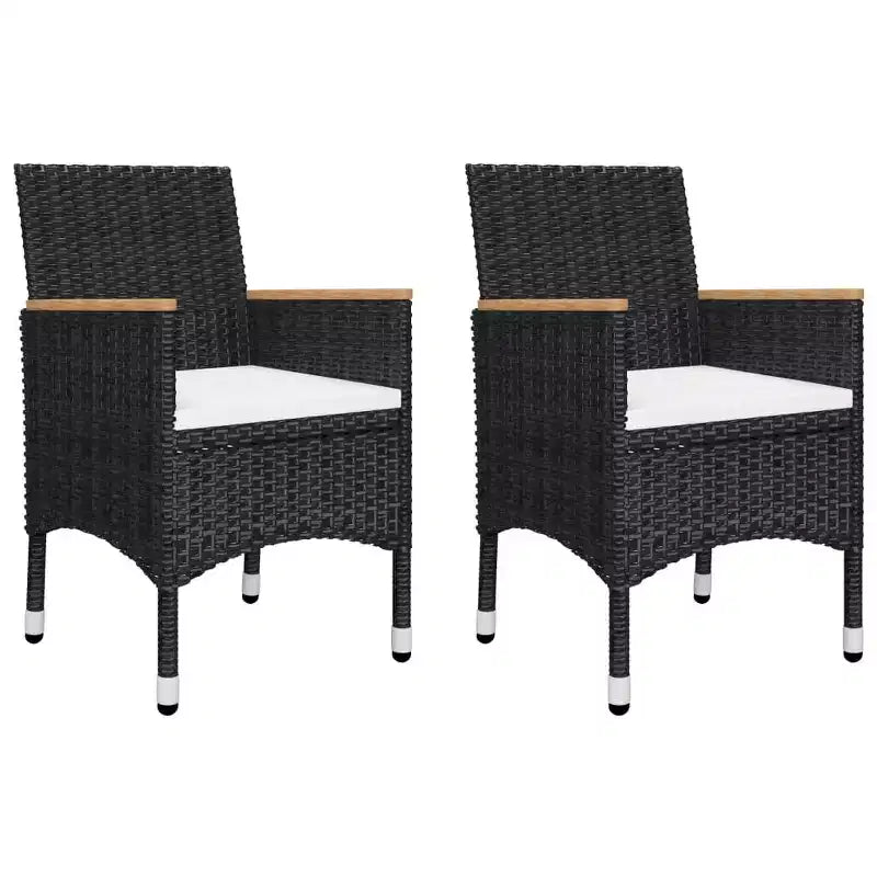 vidaXL Patio Bistro Set Bistro Table 3 Piece Poly Rattan and Tempered Glass