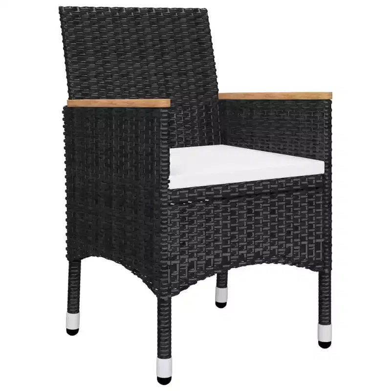 vidaXL Patio Bistro Set Bistro Table 3 Piece Poly Rattan and Tempered Glass