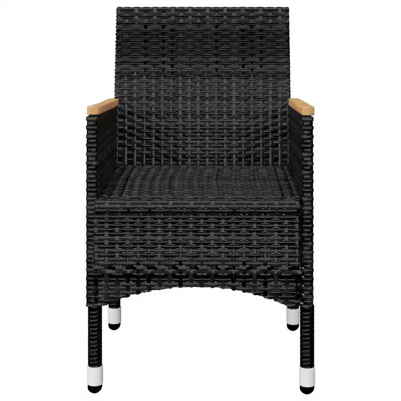 vidaXL Patio Bistro Set Bistro Table 3 Piece Poly Rattan and Tempered Glass