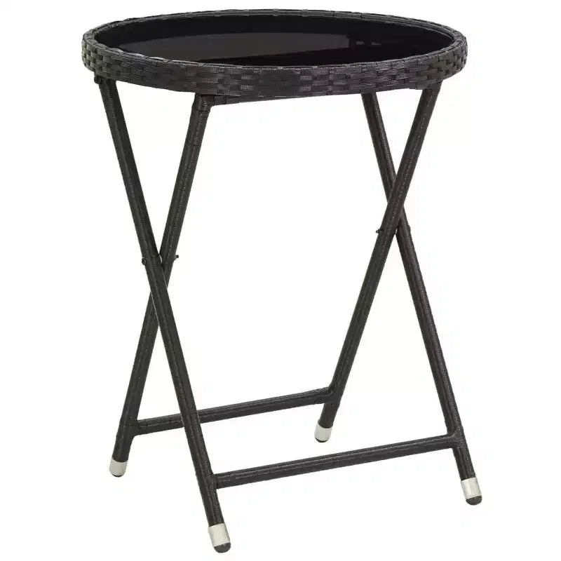 vidaXL Patio Bistro Set Bistro Table 3 Piece Poly Rattan and Tempered Glass