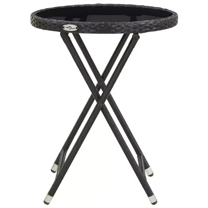 vidaXL Patio Bistro Set Bistro Table 3 Piece Poly Rattan and Tempered Glass