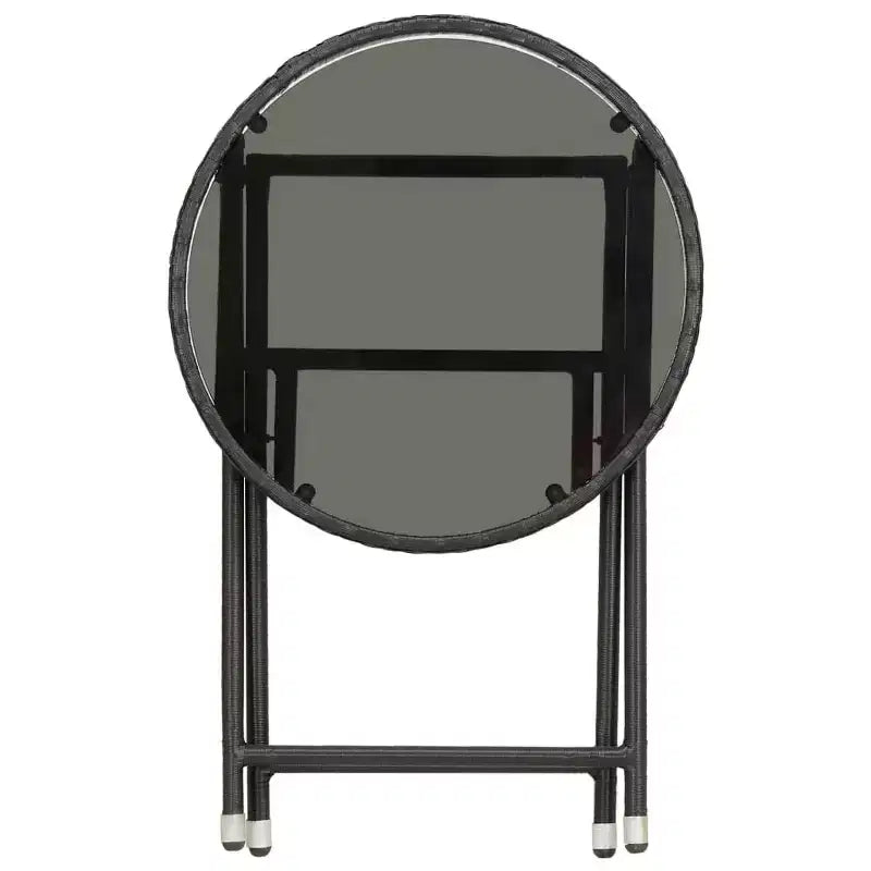 vidaXL Patio Bistro Set Bistro Table 3 Piece Poly Rattan and Tempered Glass