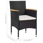 vidaXL Patio Bistro Set Bistro Table 3 Piece Poly Rattan and Tempered Glass
