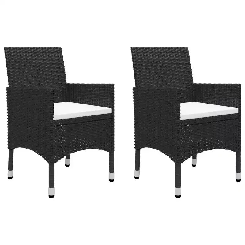 vidaXL Patio Bistro Set Bistro Table 3 Piece Poly Rattan and Tempered Glass