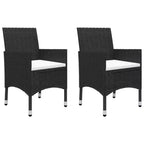 vidaXL Patio Bistro Set Bistro Table 3 Piece Poly Rattan and Tempered Glass
