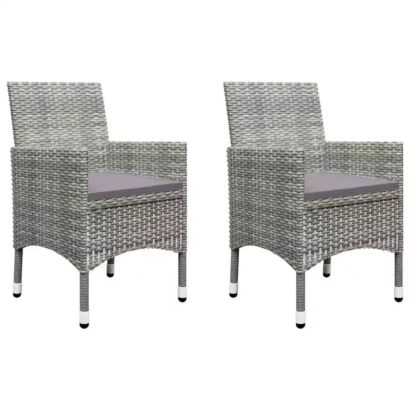 vidaXL Patio Bistro Set Bistro Table 3 Piece Poly Rattan and Tempered Glass
