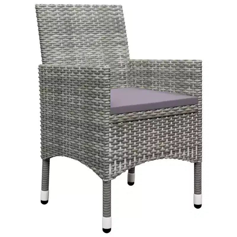 vidaXL Patio Bistro Set Bistro Table 3 Piece Poly Rattan and Tempered Glass